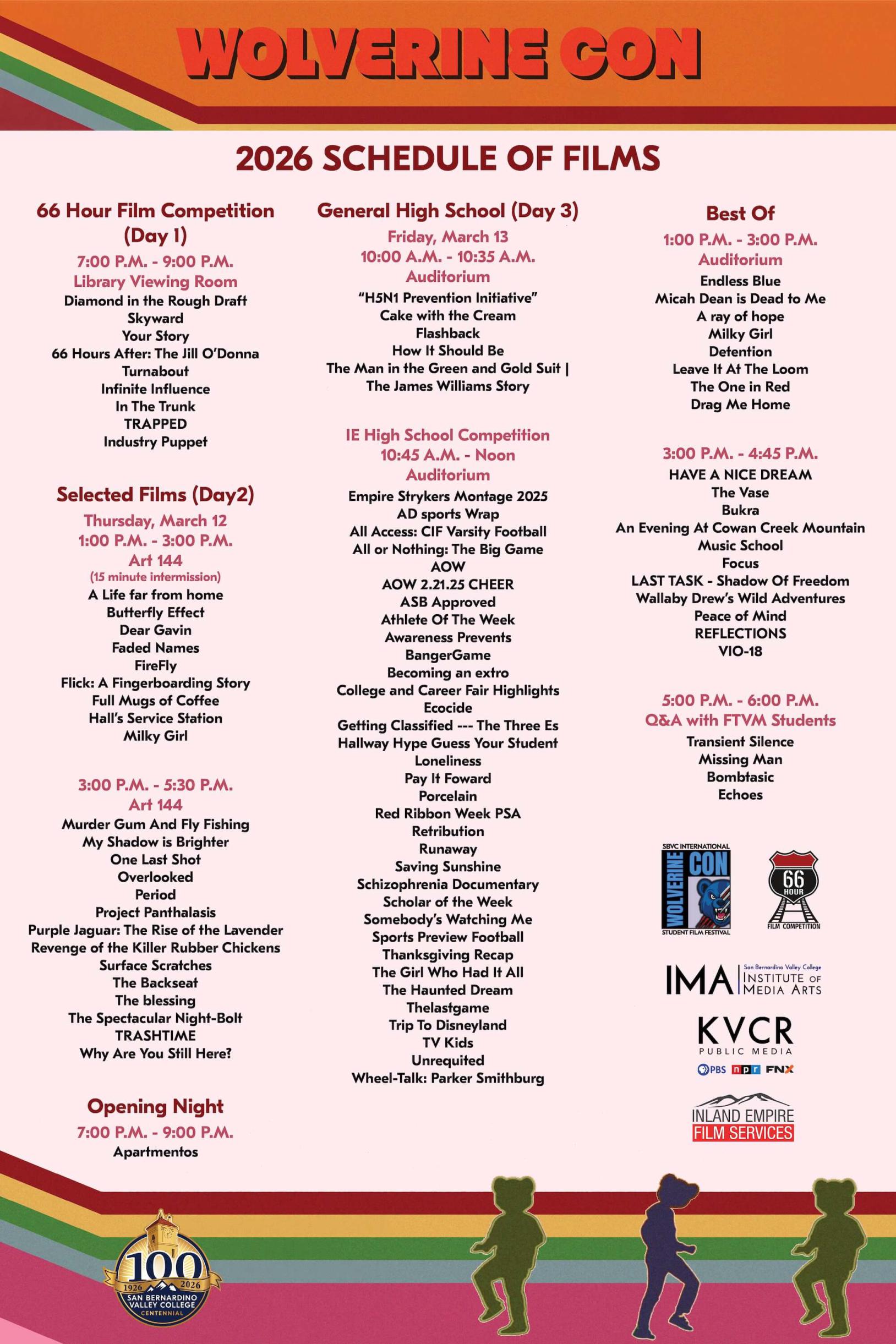 Wolverin Film Schedule