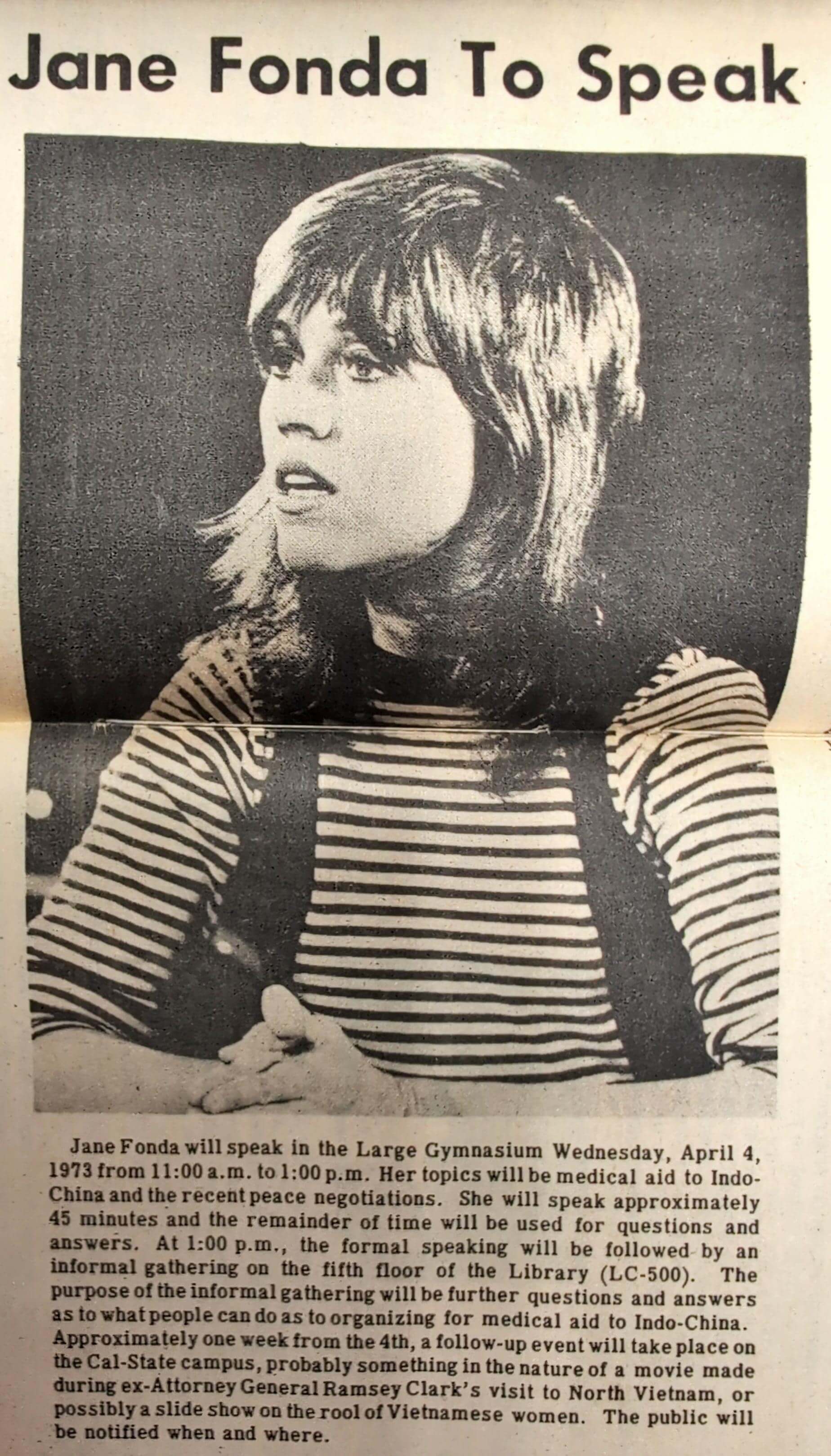 Image One for Jane Fonda Visits Campus