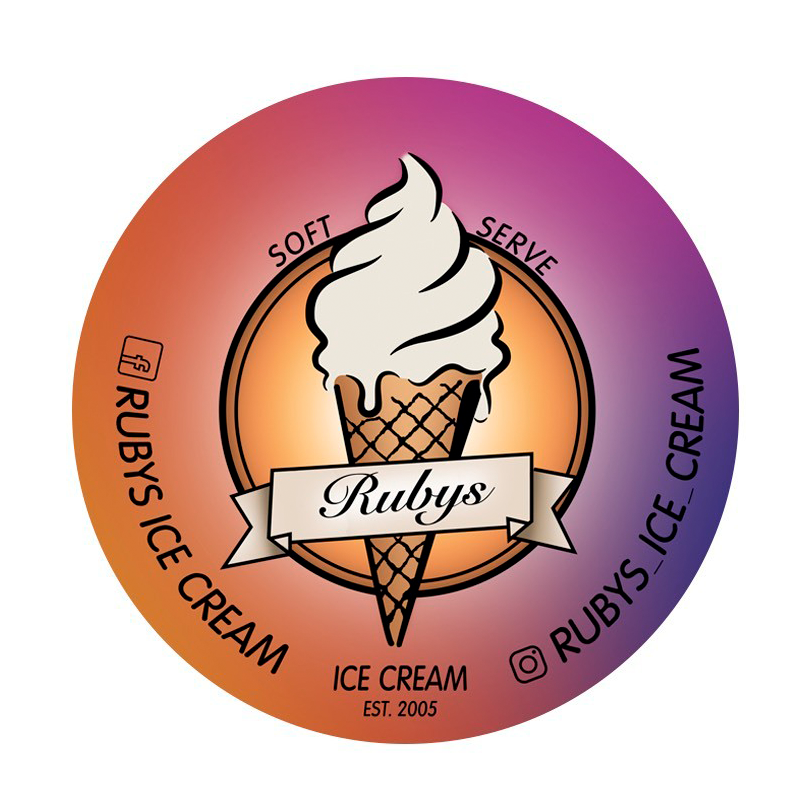 A photo of the Ruby's Ice Cream logo 