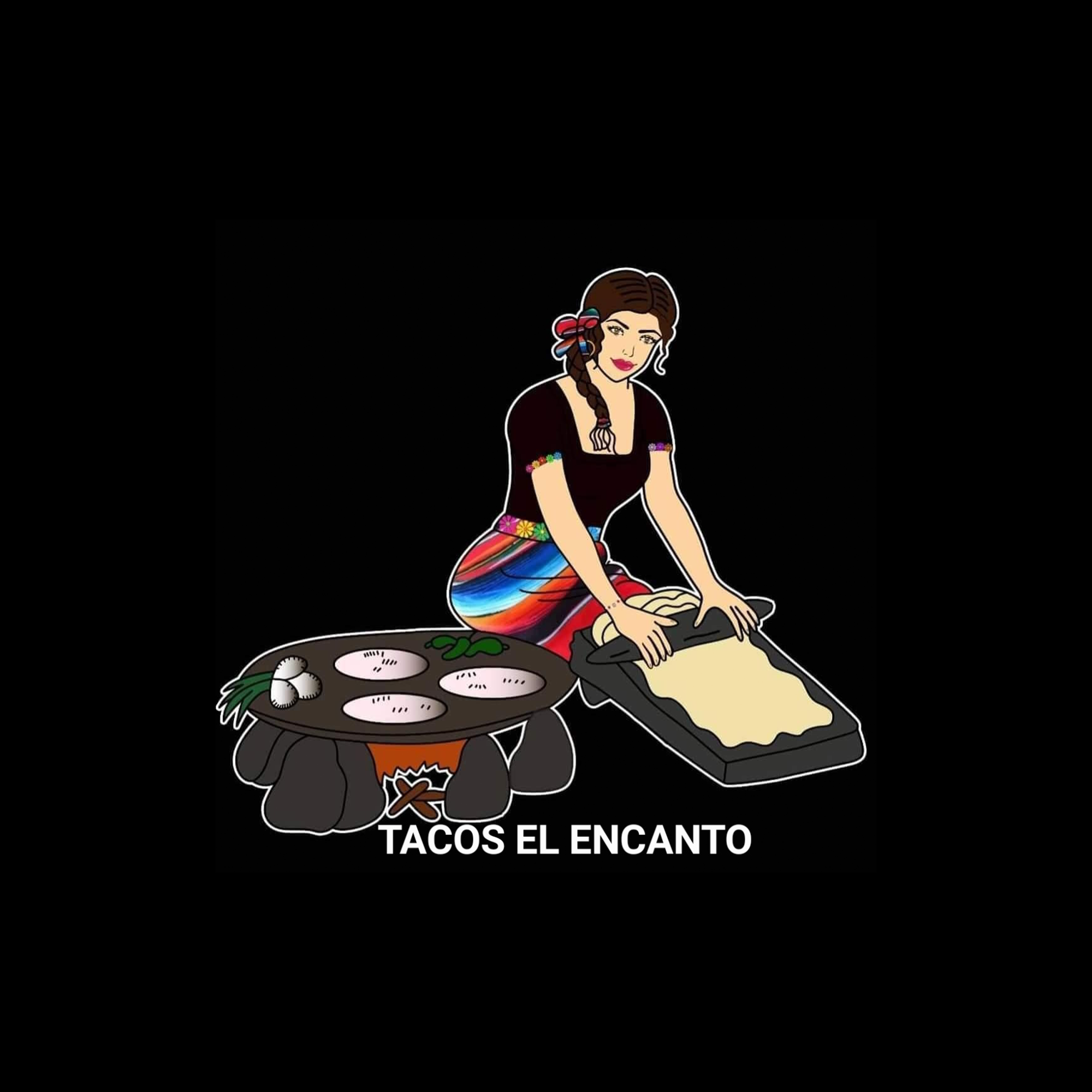 A photo of the Tacos El Encanto logo